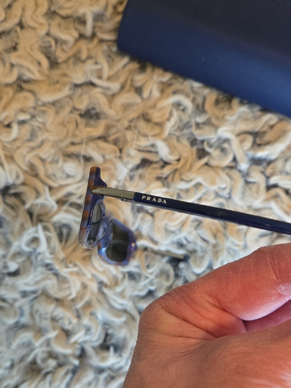 Prada Women's Retro Blue Rectangular Eyeglasses - Picture 6 of 9